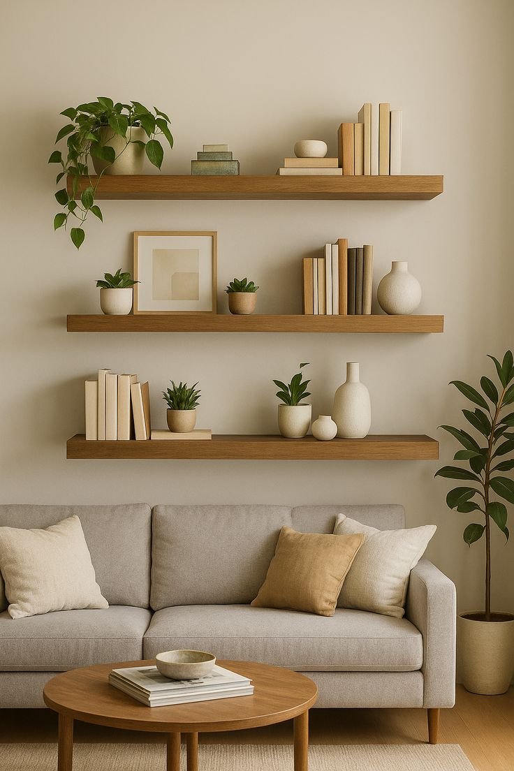 Wall-mounted floating shelves