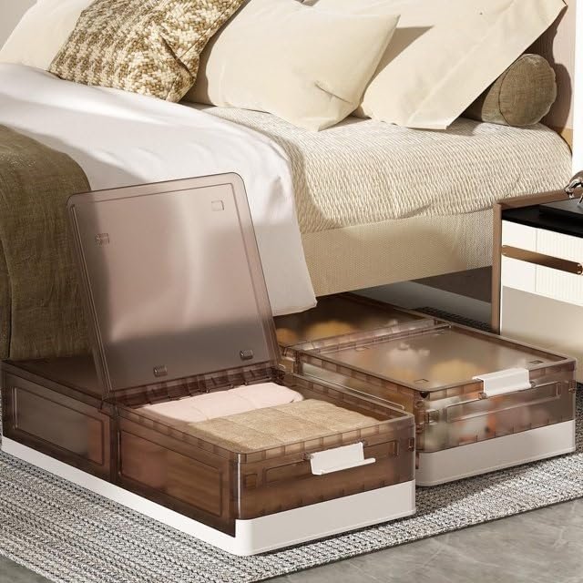Under-bed storage boxes with lids