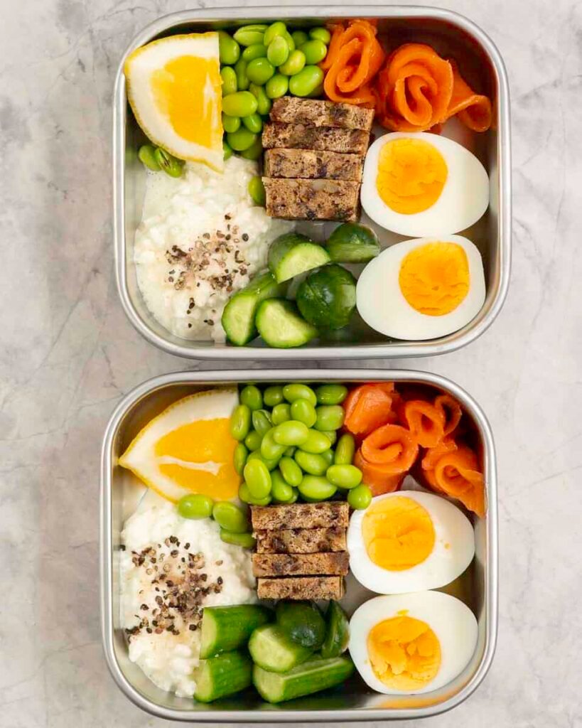 Hard-Boiled Egg and Smoked Salmon Snack Boxes