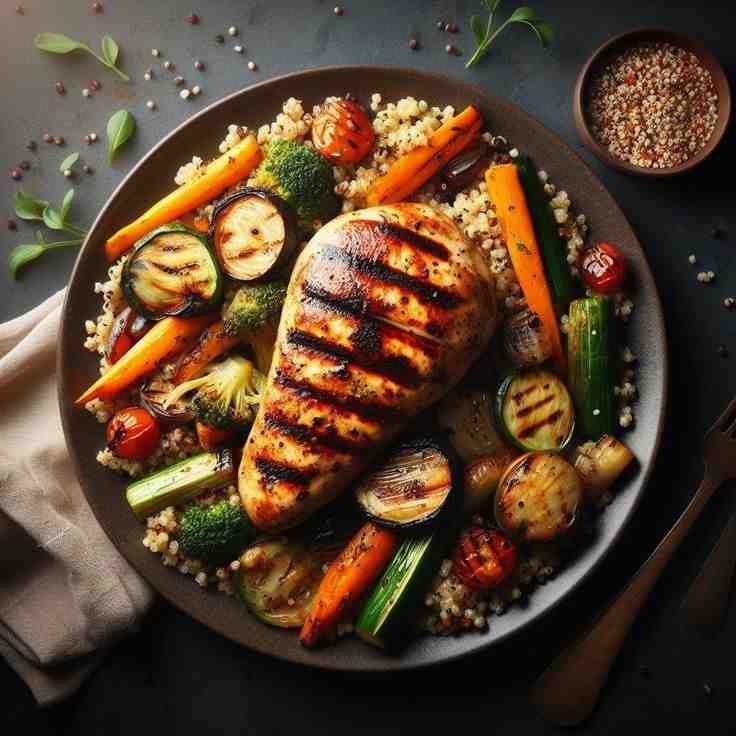 Grilled Chicken Breast with Quinoa and Roasted Vegetables