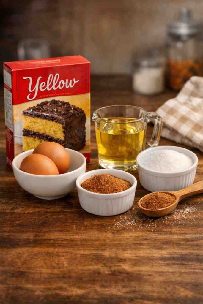 Baking ingredients for Snickerdoodle cookies