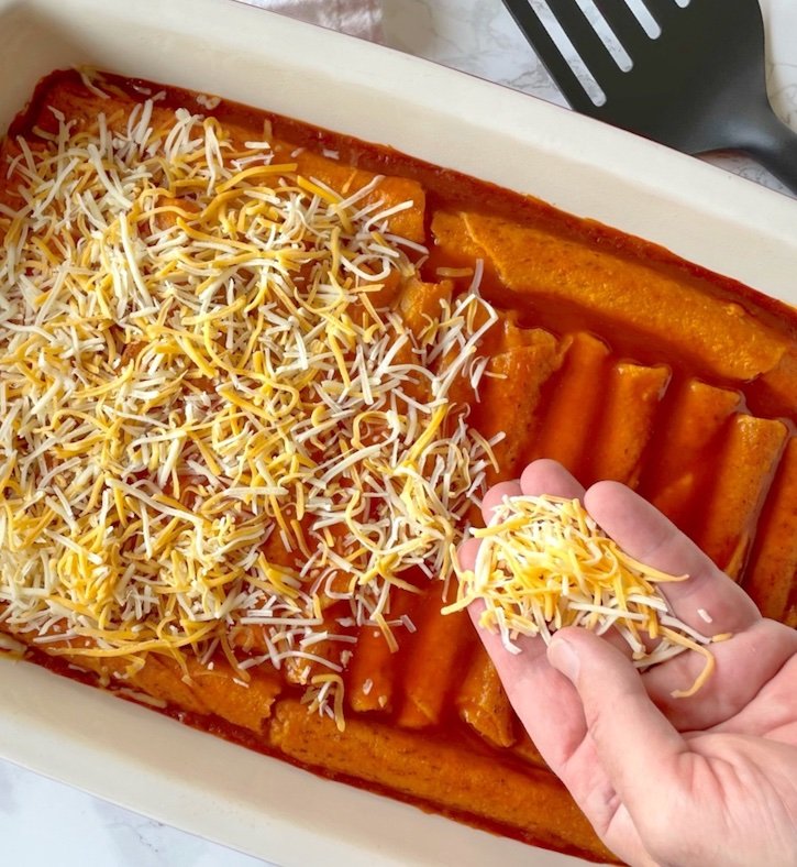 Cheesy frozen taquito enchiladas