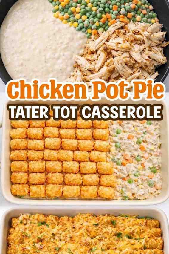 Chicken Pot Pie Tater Tot Casserole