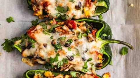 Easy Chicken Stuffed Poblano Peppers