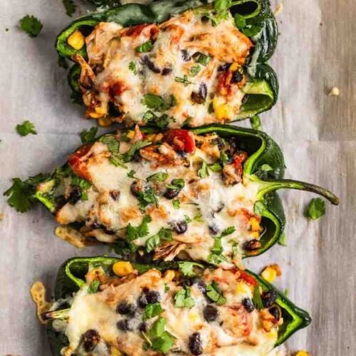 Easy Chicken Stuffed Poblano Peppers
