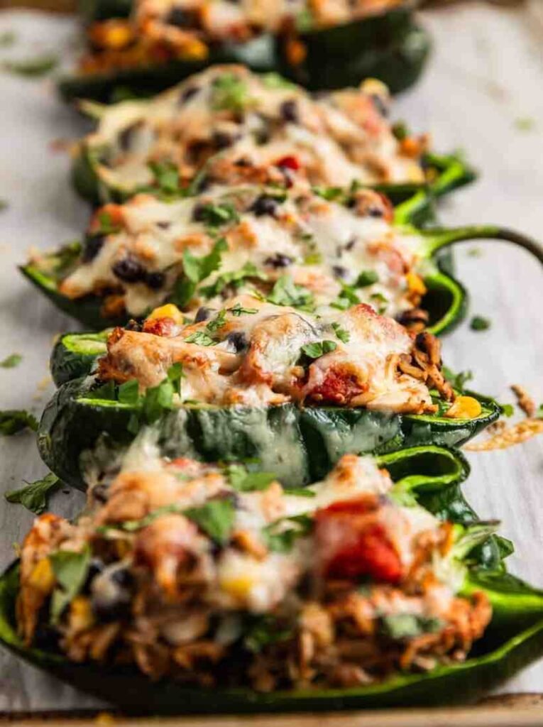 Easy Chicken Stuffed Poblano Peppers

