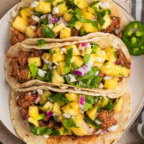 Ground Pork Tacos with Pineapple Salsa