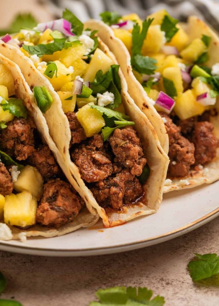 Ground Pork Tacos with Pineapple Salsa