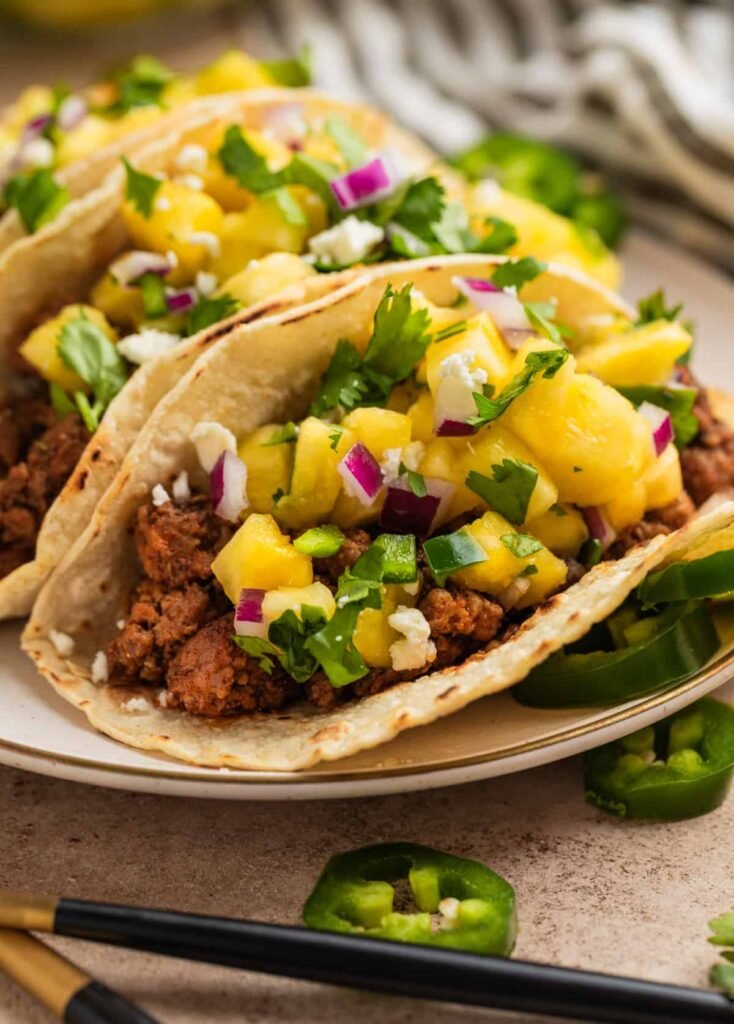 Ground Pork Tacos with Pineapple Salsa