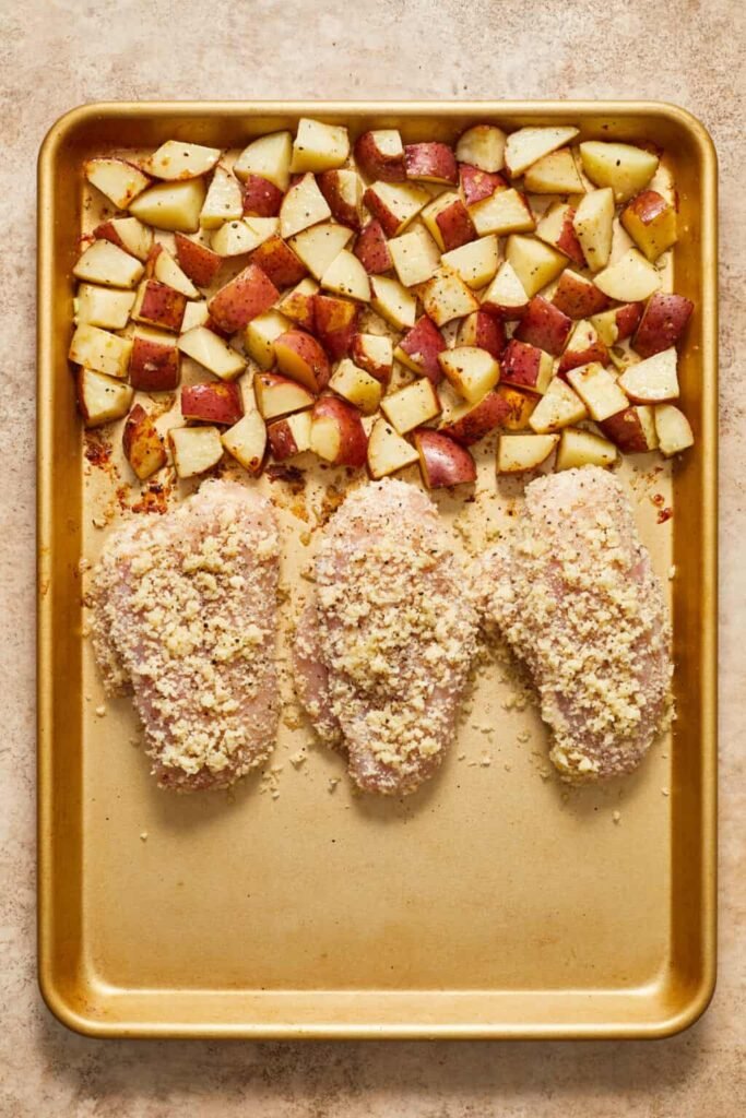 Parmesan Crusted Chicken Sheet Pan Dinner 1
