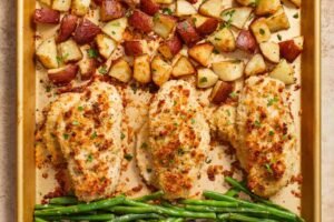 Parmesan Crusted Chicken Sheet Pan Dinner
