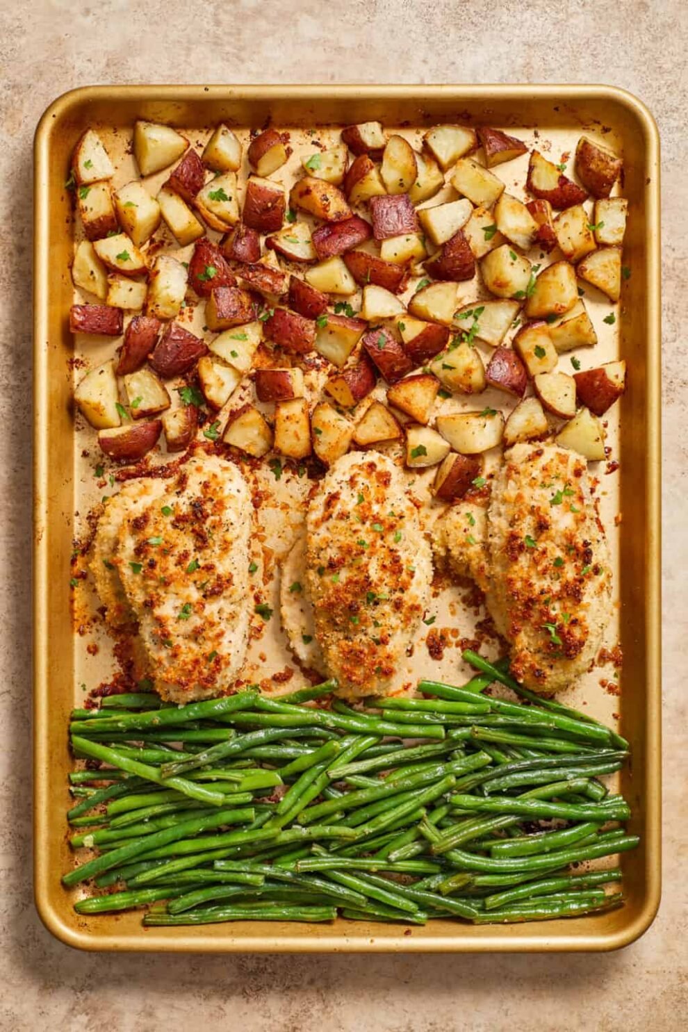 Parmesan Crusted Chicken Sheet Pan Dinner