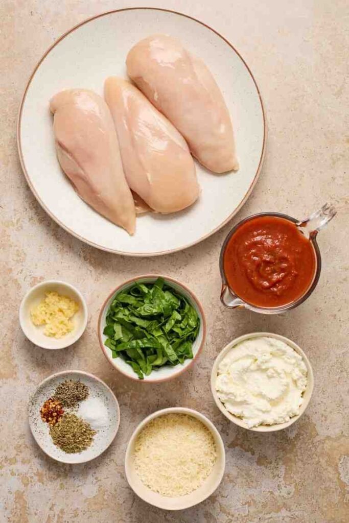 Simple Baked Spinach Ricotta Chicken