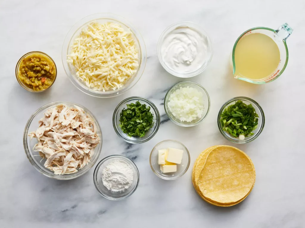 Chicken Enchiladas with Creamy Green Chile Sauce