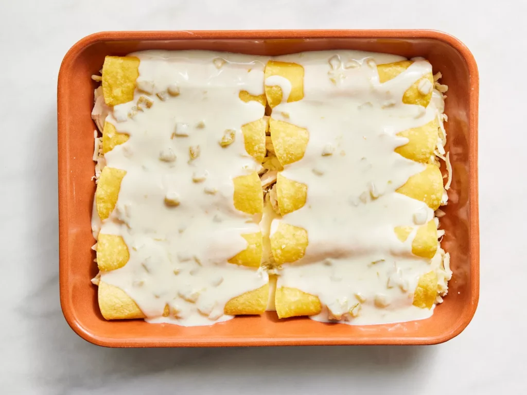 Chicken Enchiladas with Creamy Green Chile Sauce