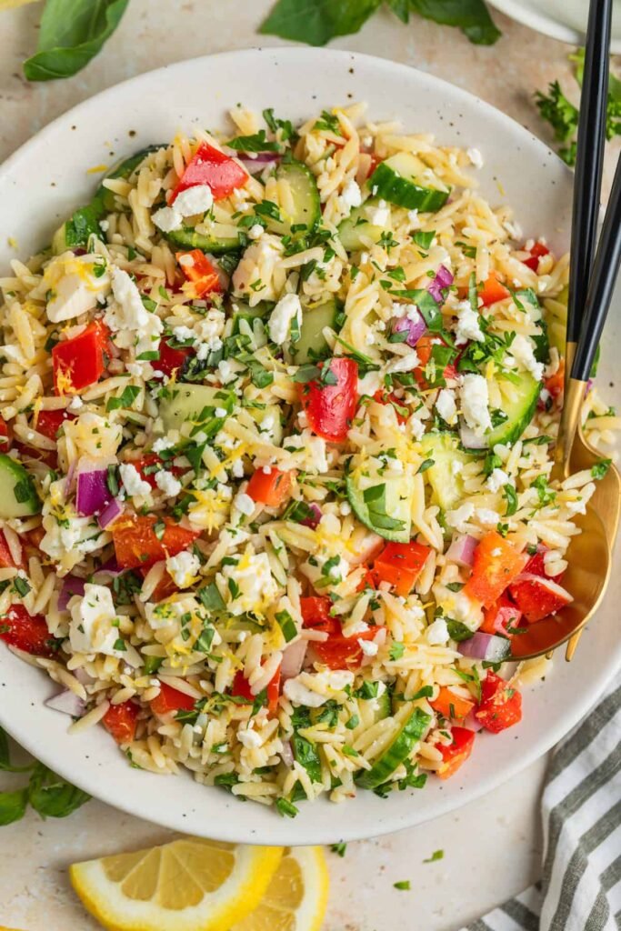 Easy Lemon Orzo Salad With Feta