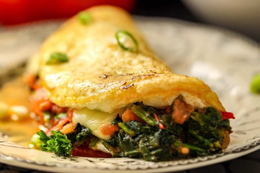 Egg White Omelette with Spinach and Mushrooms