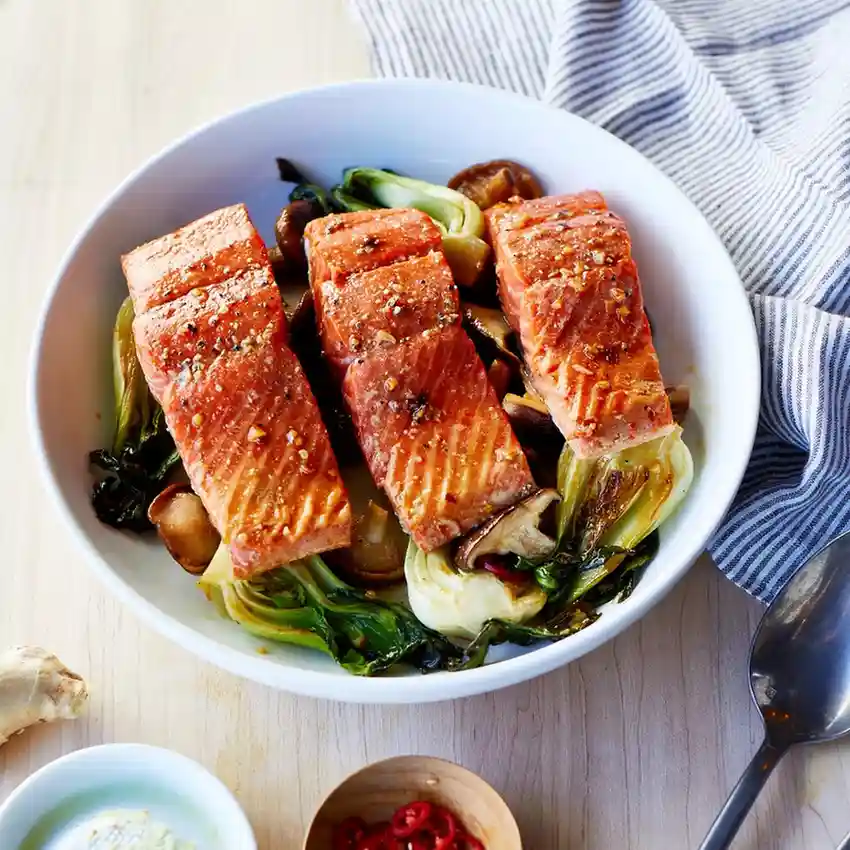 Ginger Sesame Salmon with Bok Choy