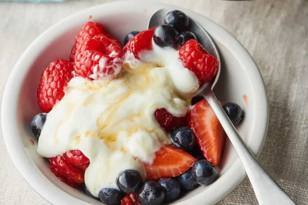 Greek Yoghurt with Berries and a Drizzle of Honey