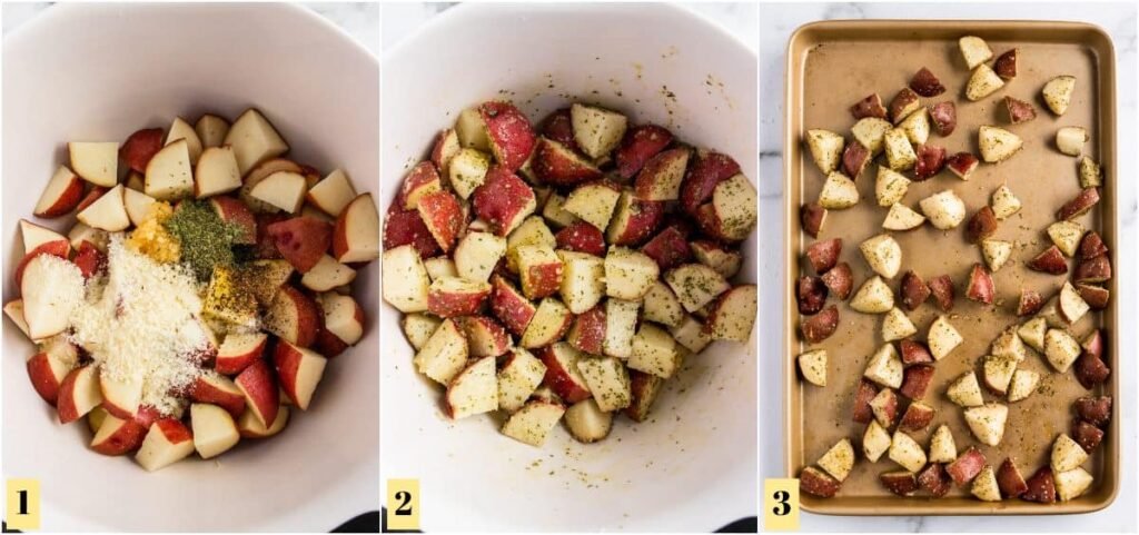 Parmesan Crusted Steak and Potato Sheet Pan Dinner
