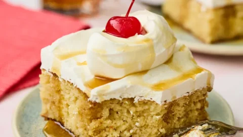 Root Beer Float Poke Cake