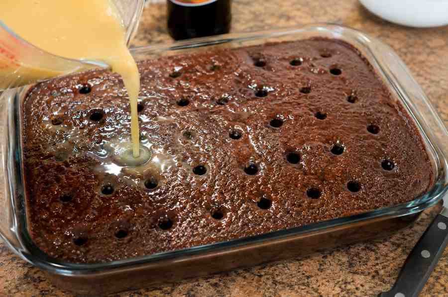 Root Beer Float Poke Cake
