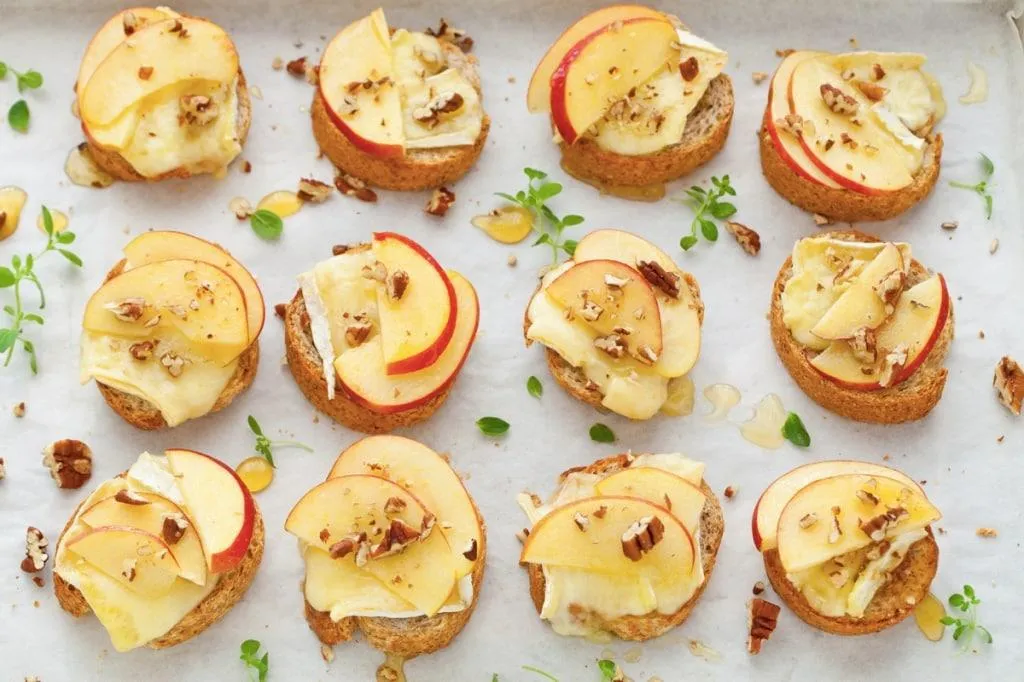 Brie, Apple, and Honey Crostini