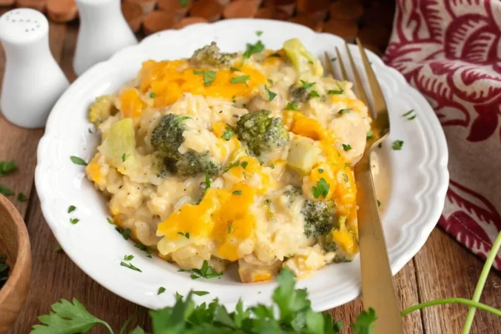 Cheesy Broccoli Chicken and Rice Casserole