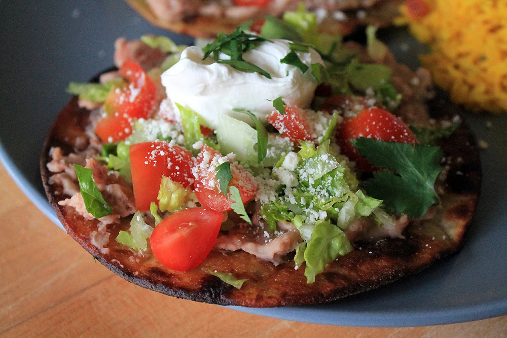 Cheesy Guacamole Tostada
