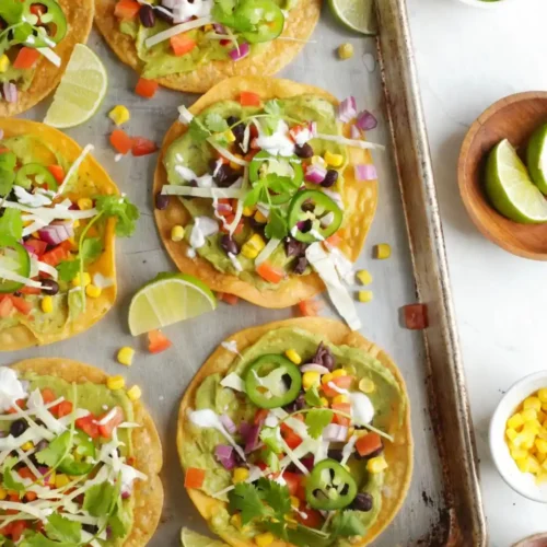 Cheesy Guacamole Tostada
