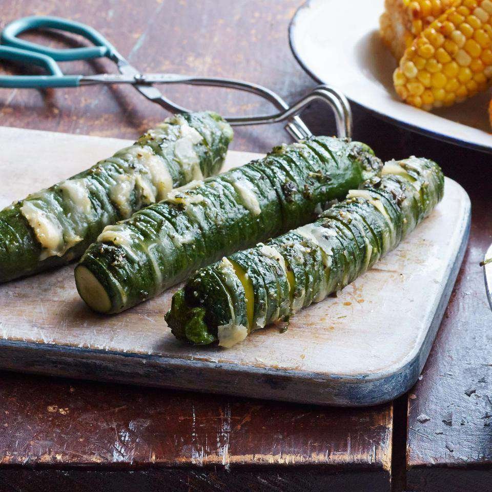 Crispy Parmesan and Lemon Thyme Accordion Zucchini