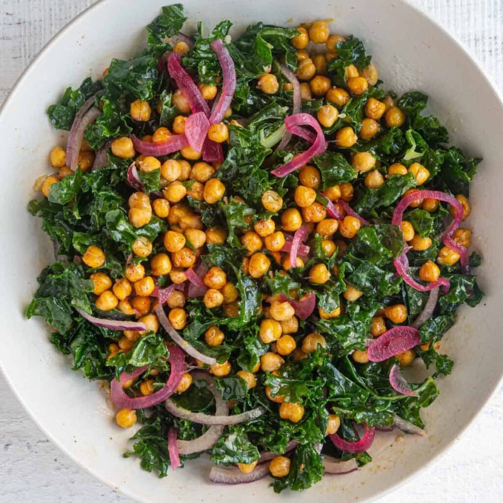Crispy Roasted Chickpea and Kale Salad