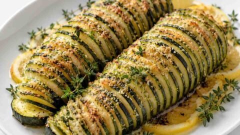 Crispy Parmesan and Lemon Thyme Accordion Zucchini