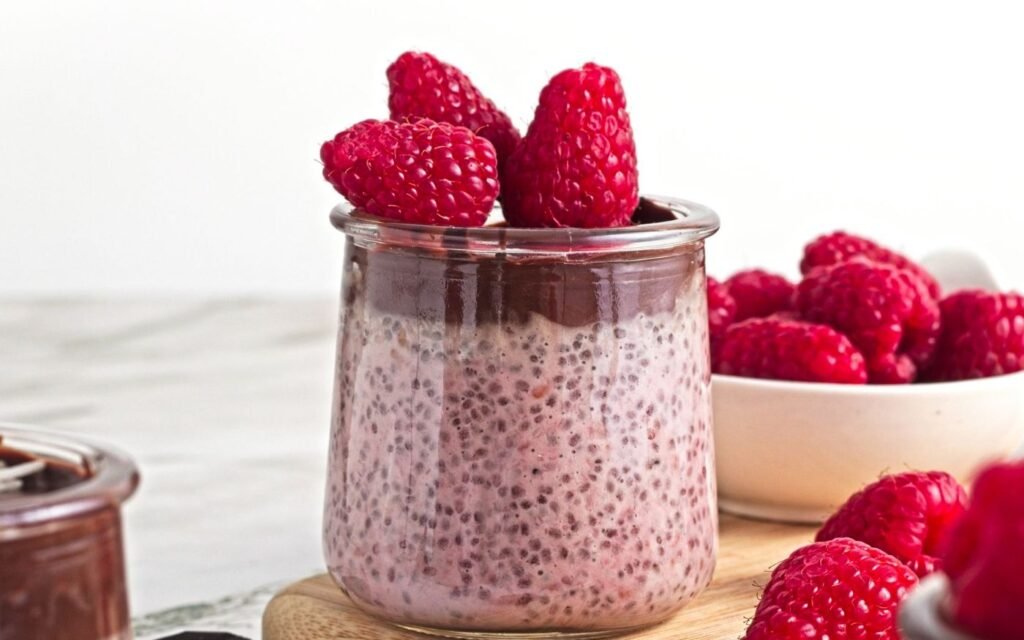 Dark Chocolate and Raspberry Chia Pudding