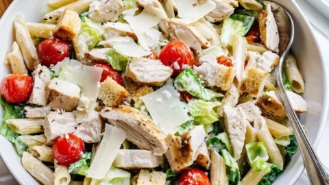 Easy Chicken Caesar Pasta Salad