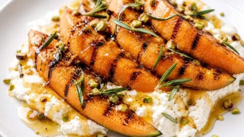 Easy Grilled Melon with Rosemary & Honey Ricotta