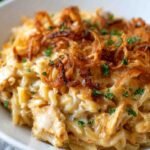 French Onion Chicken Orzo Casserole