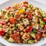 Fresh Chickpea Tomato Salad with Crispy Feta