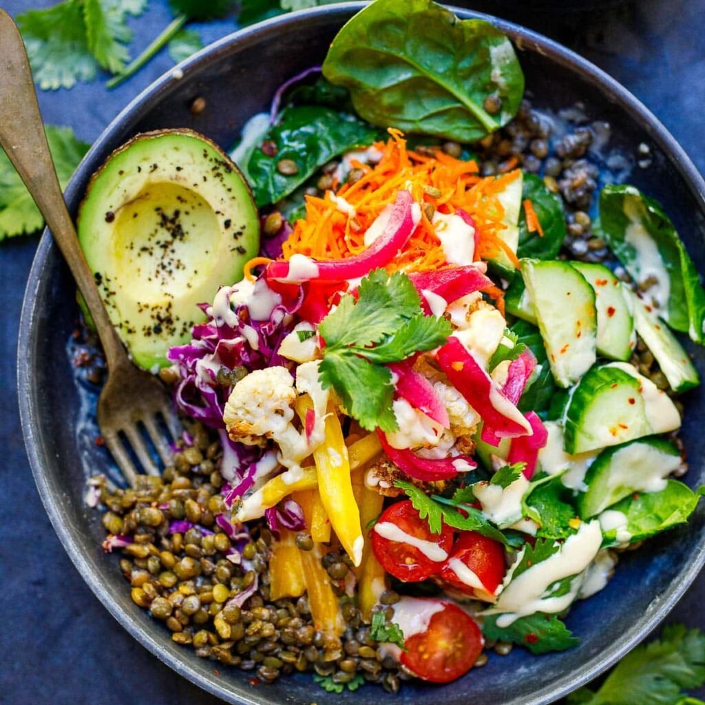 Lentil and Roasted Vegetable Grain Bowl