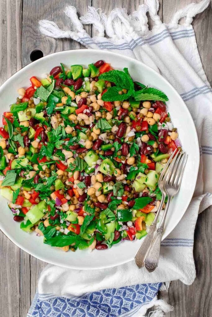 Mediterranean Three Bean Quinoa Salad