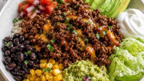 Nacho Style Hot Honey Taco Beef Bowls