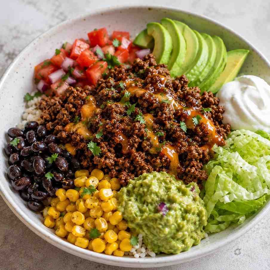 Nacho Style Hot Honey Taco Beef Bowls