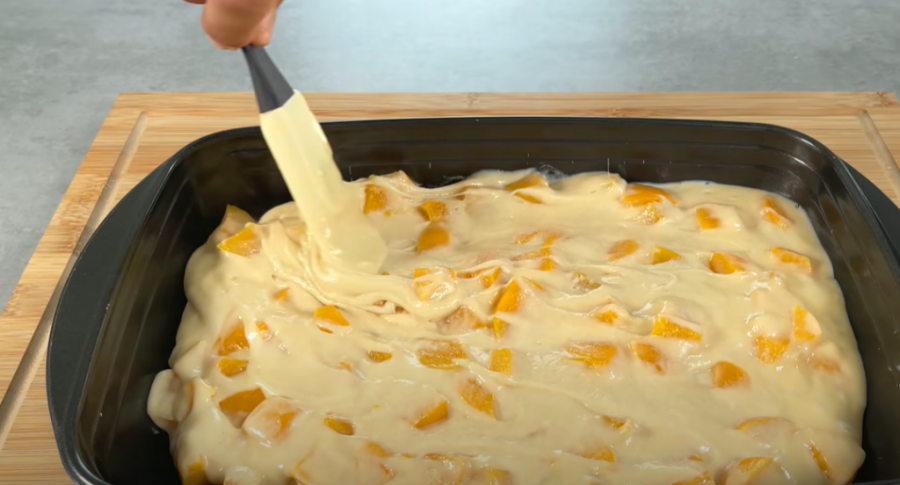 Peach Coffee Cake with Vanilla Glaze 