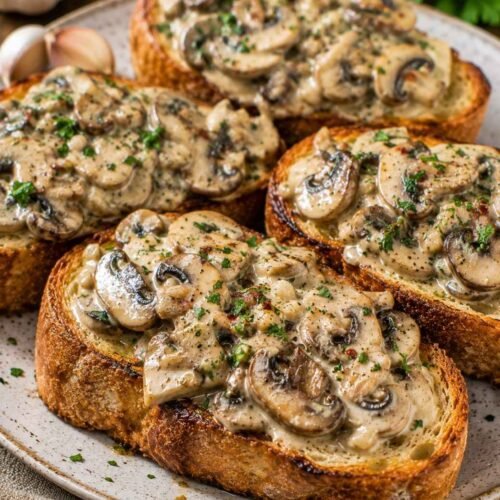 Creamy Mushroom Garlic Toast