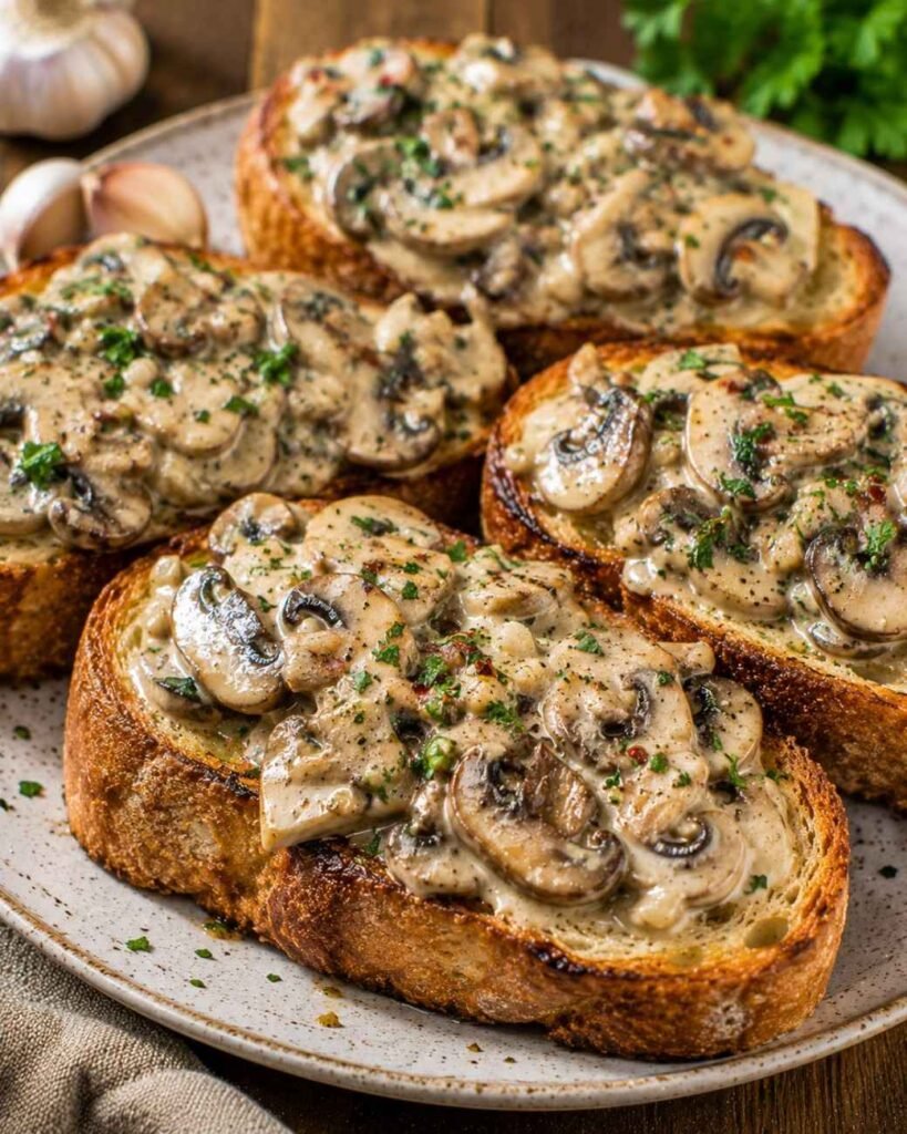 Creamy Mushroom Garlic Toast