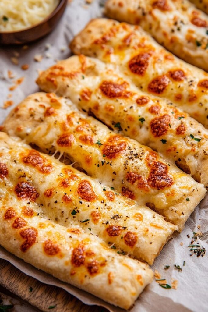 Easy Cheesy Garlic Breadsticks – Soft and Cheesy