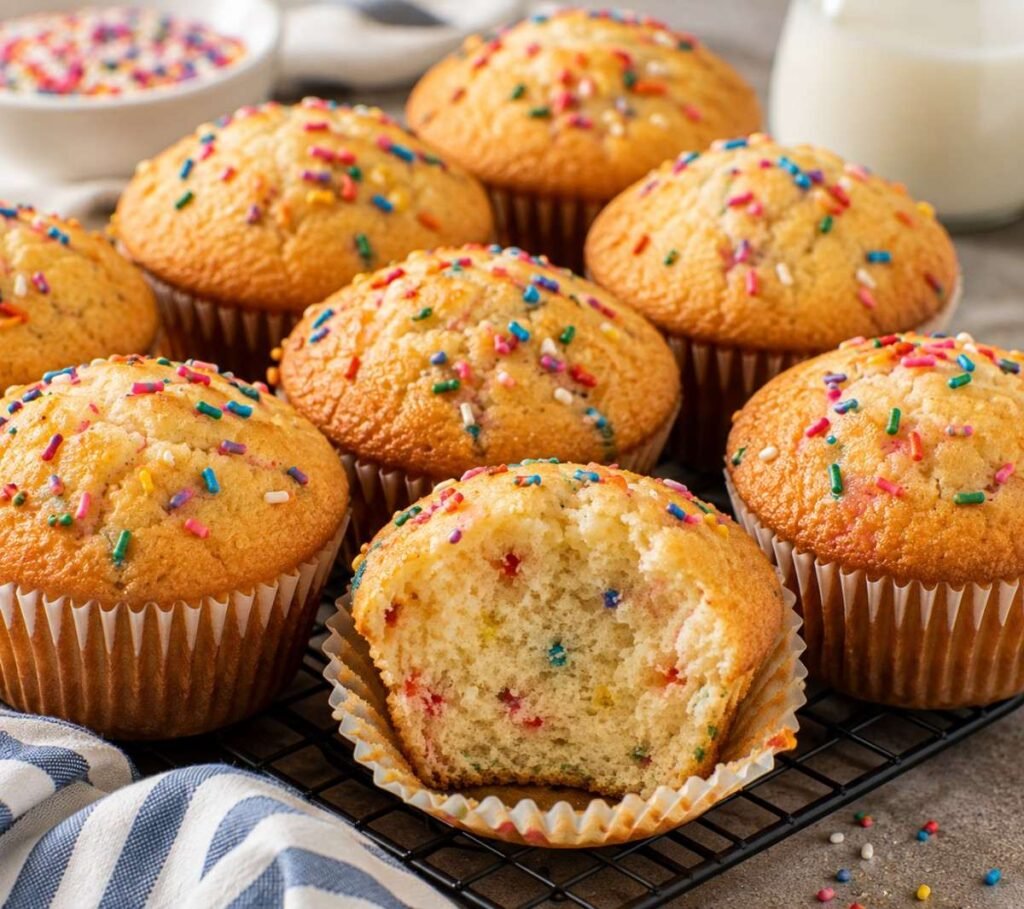 Easy Vanilla Sprinkle Muffins