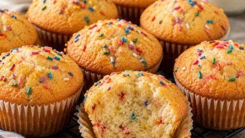 Easy Vanilla Sprinkle Muffins