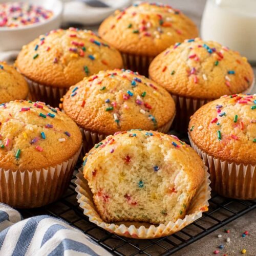 Easy Vanilla Sprinkle Muffins