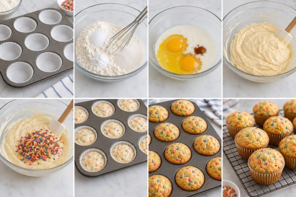 Easy Vanilla Sprinkle Muffins
